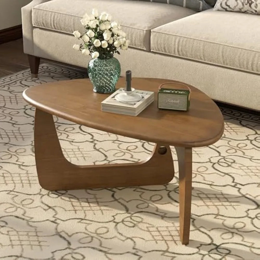 Mid Century Modern Coffee Table, Solid Wood Triangle Coffee Table for Living Room, Modern Tea Table for Home, 35.4x23.6x16.5