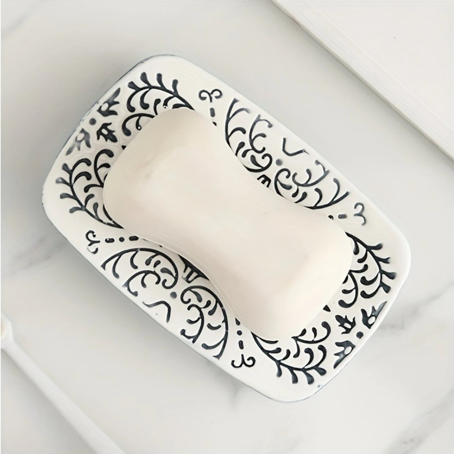 4pcs/set Bohemian Style Ceramic Bathroom Toiletry Set, Including Soap Dish, Lotion Bottle, Mouthwash Cup, And Toothbrush Holder