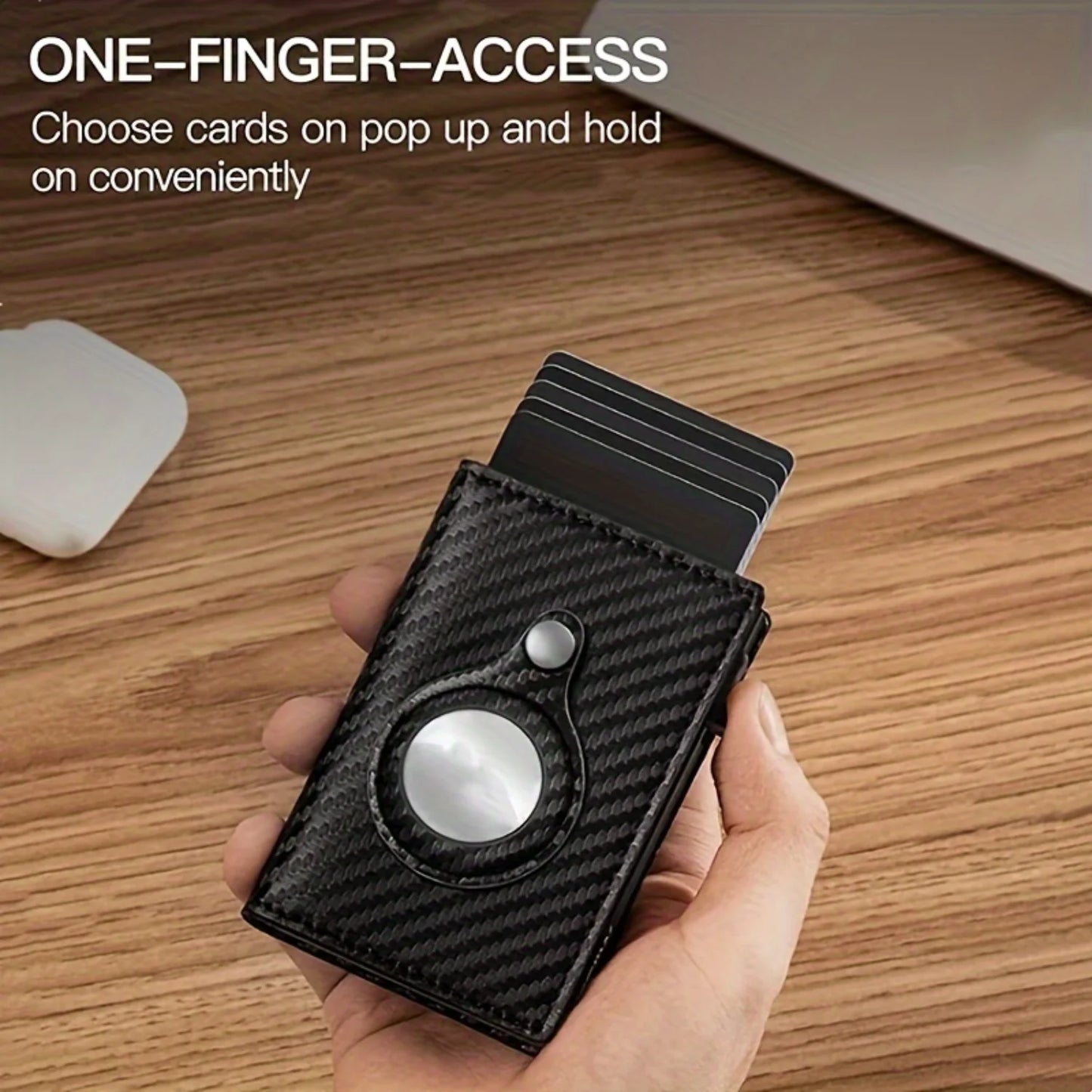 Elegant Plaid-Padded Classic Black Slim Wallet with Auto-Side Push Card Holder and RFID Block - Sleek PU Leather Money Clip Incl